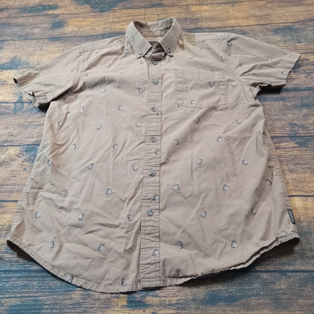 Prana Men's Short Sleeve Button Down Shirt Small Brown